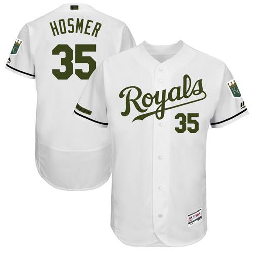 Royals #35 Eric Hosmer White Flexbase Authentic Collection Memorial Day Stitched MLB Jersey